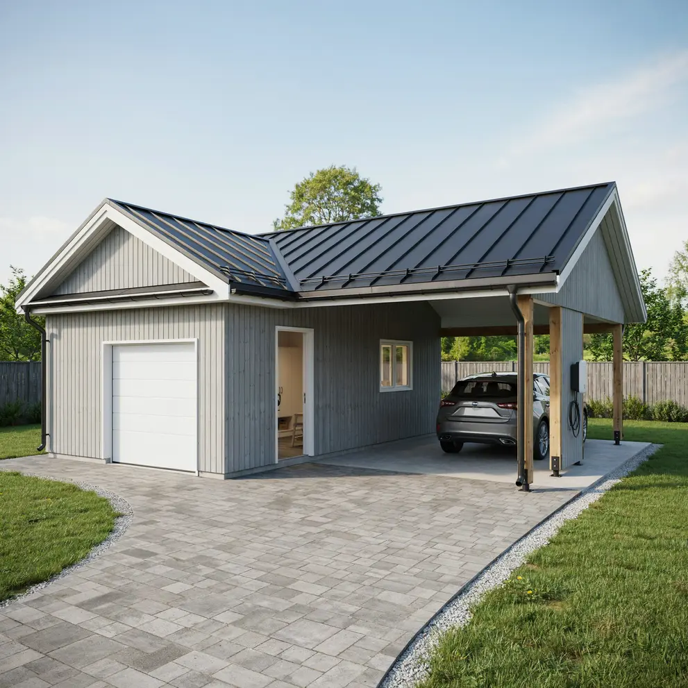 bygga carport garage hoganas skane